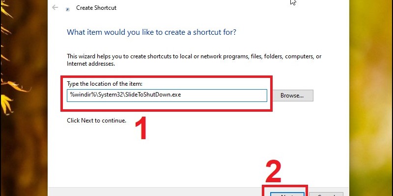 Tạo Shortcut Tắt Máy Bằng Tính Năng Trượt